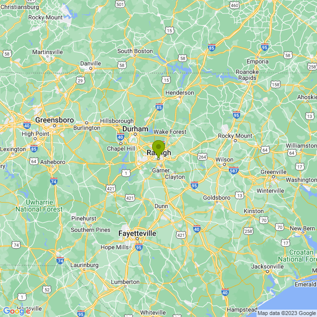 Static map image of Raleigh
