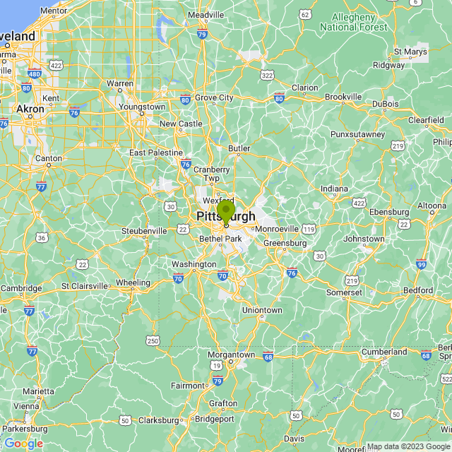 Static map image of Pittsburgh