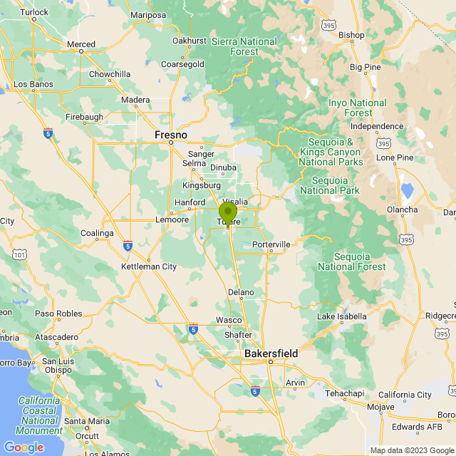 Static map image of Tulare