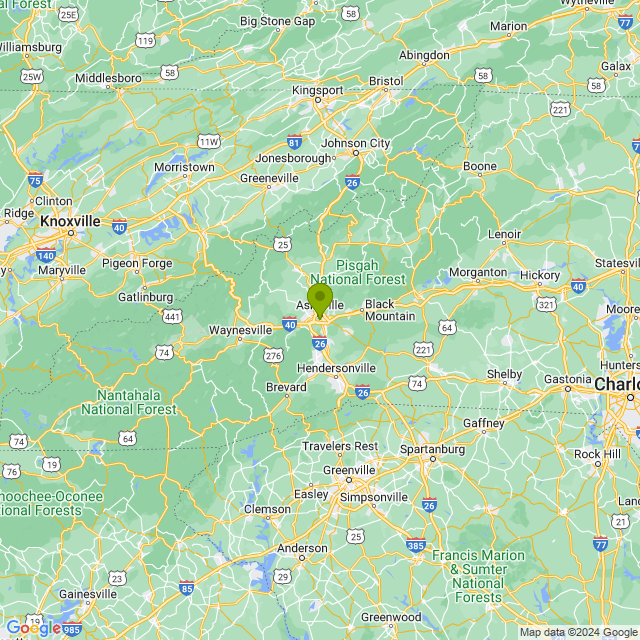 Static map image of Asheville